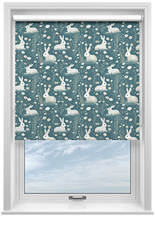 Bunny Meadows, Teal - Twist&Fit Roller Blind